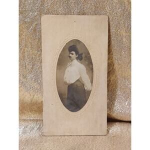 Early 1900s Cabinet Card Portrait Woman, Phantom Photo On Back, Edwardian Pigeon